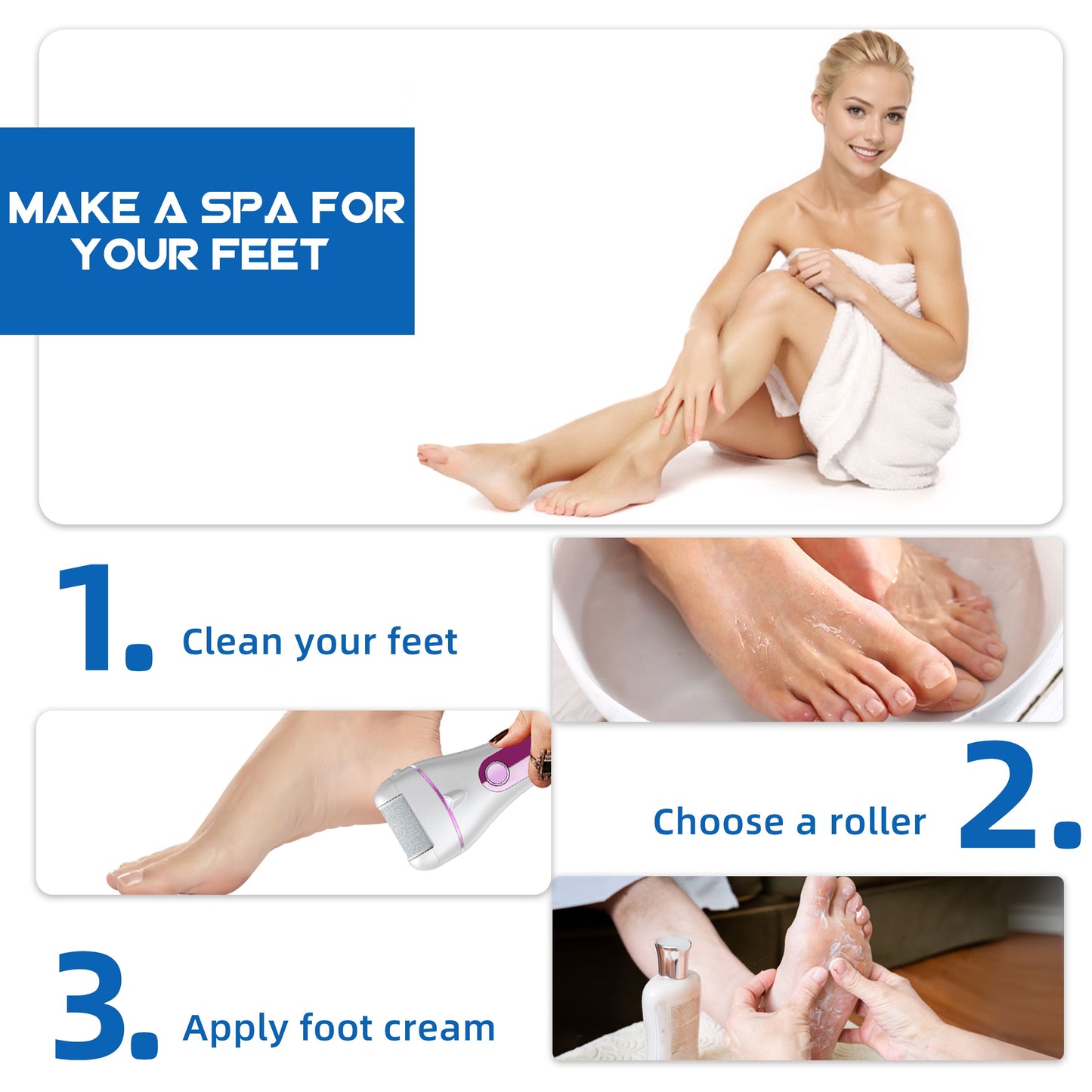 Ultimate Electric Callus Remover Kit - 18-in-1 Waterproof Foot Care Solution with 3 Roller Heads and Rechargeable Design