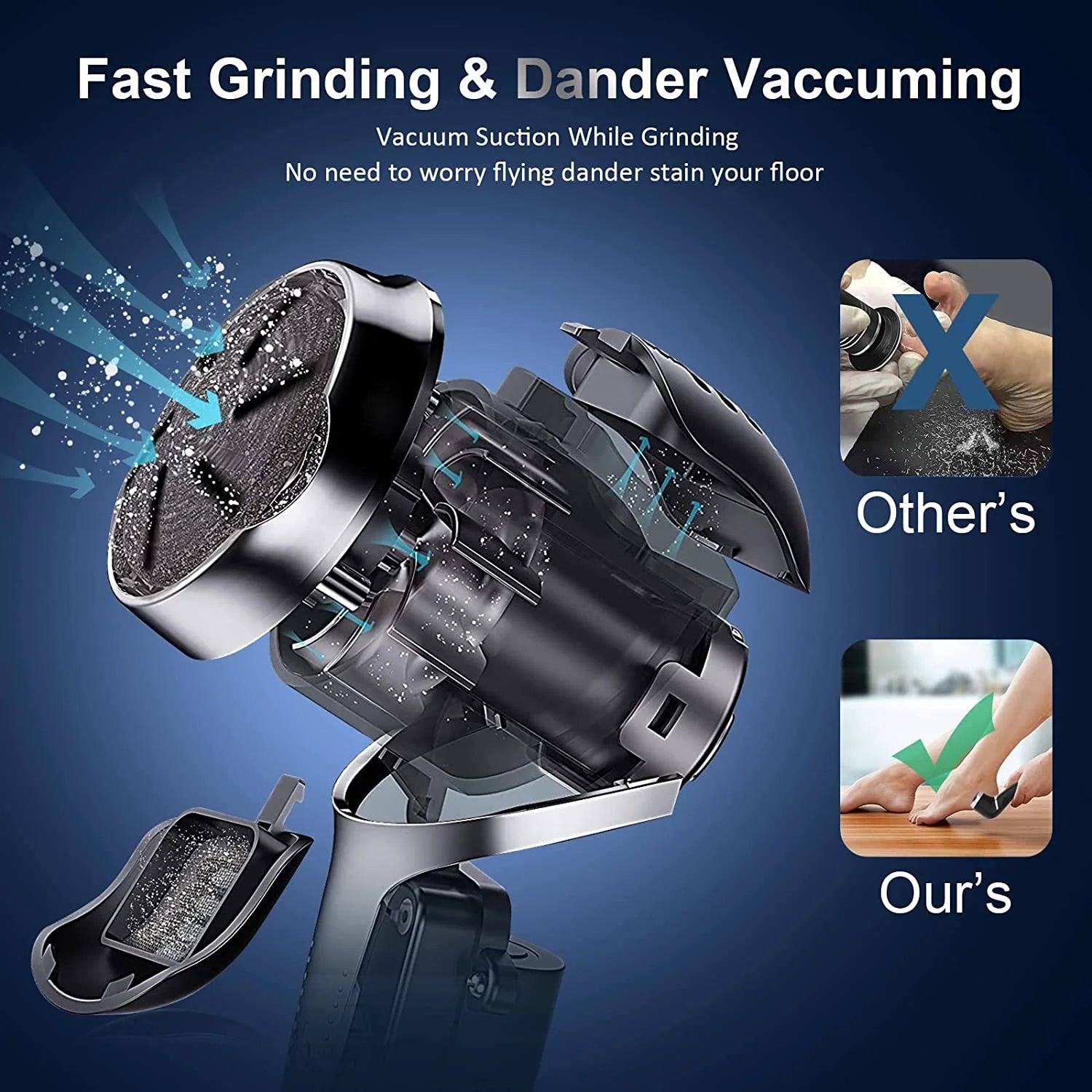 Transform Your Feet with Our Electric Callus Remover - Portable Rechargeable Foot Care Kit with 3 Quartz Sand Heads and LCD Display