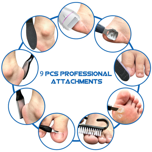 Ultimate Electric Callus Remover Kit - 18-in-1 Waterproof Foot Care Solution with 3 Roller Heads and Rechargeable Design