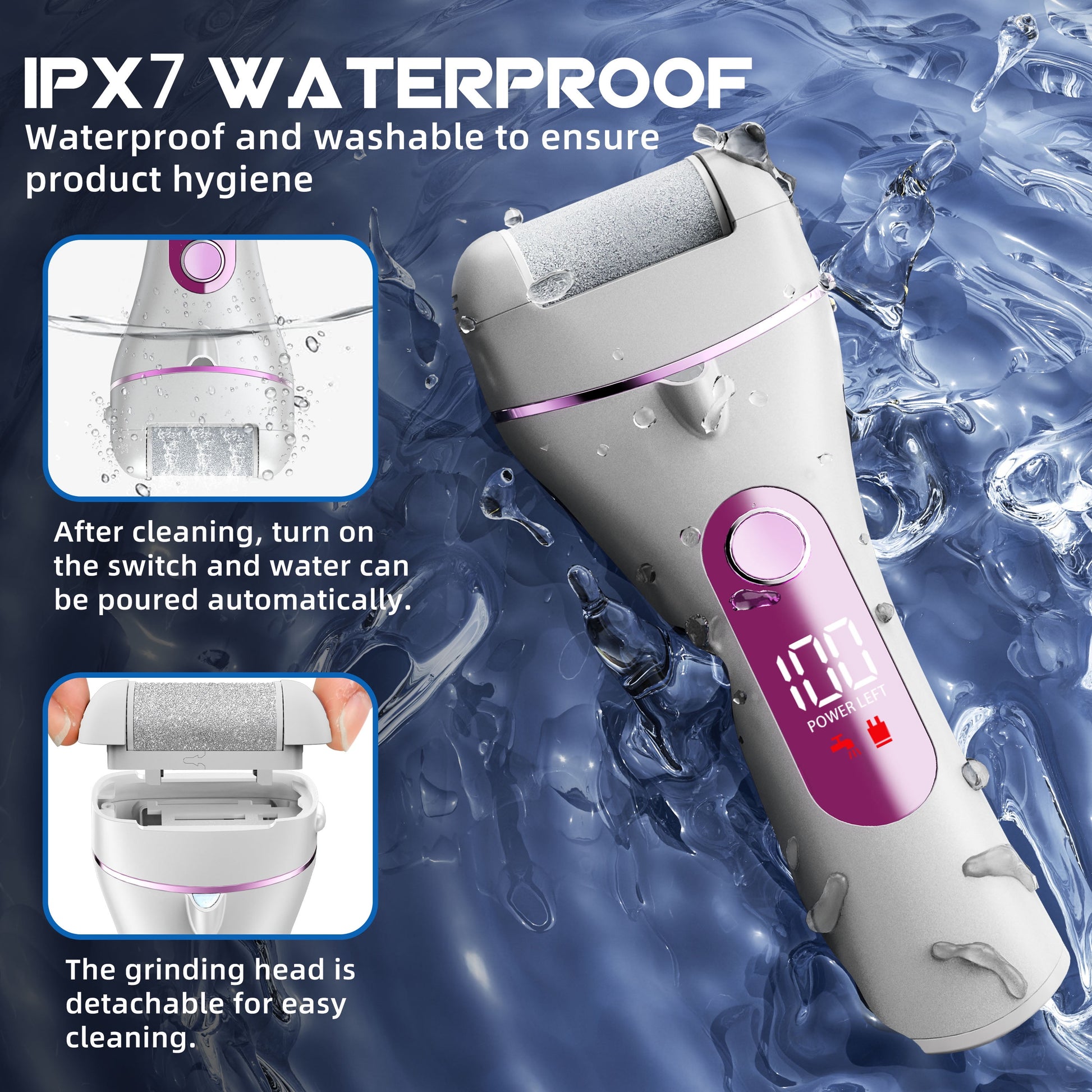 Ultimate Electric Callus Remover Kit - 18-in-1 Waterproof Foot Care Solution with 3 Roller Heads and Rechargeable Design