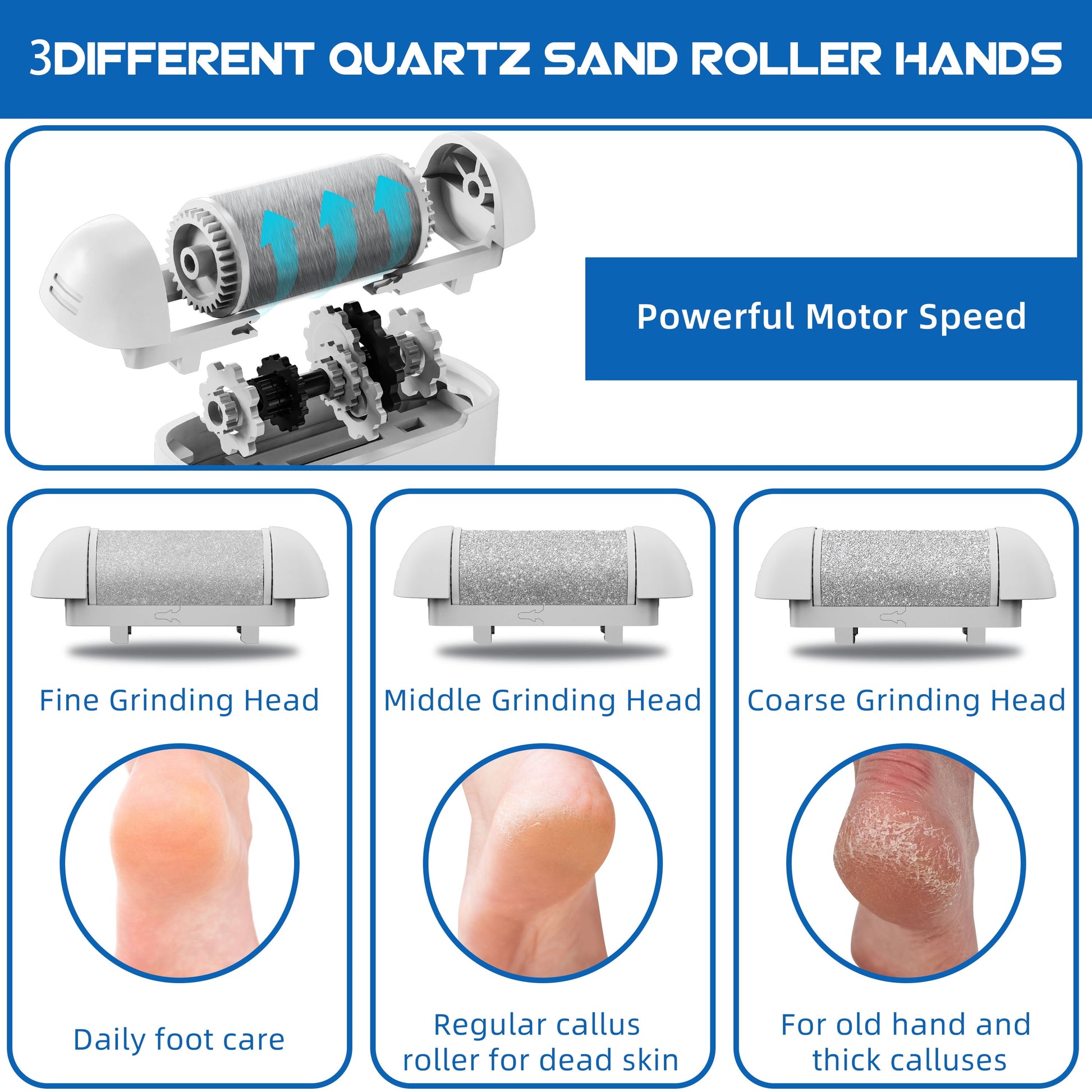 Ultimate Electric Callus Remover Kit - 18-in-1 Waterproof Foot Care Solution with 3 Roller Heads and Rechargeable Design