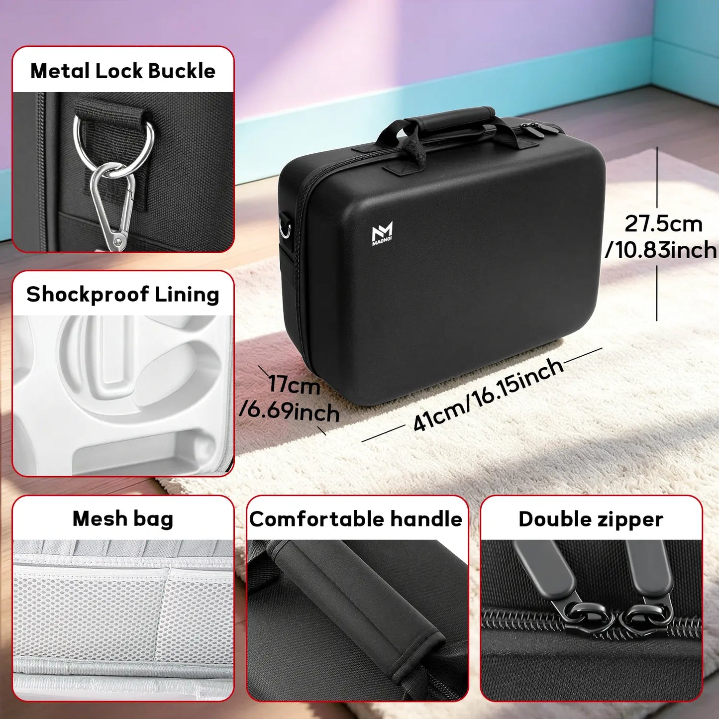PS5 Carrying Case Hard Shell, Waterproof Shockproof Dustproof Travel Bag for PS5 & PS5 Slim with Removable Divider, Large Capacity Holds Console Controller Headset Game Discs Cables, EVA Portable Storage Essential Gift for Gamers